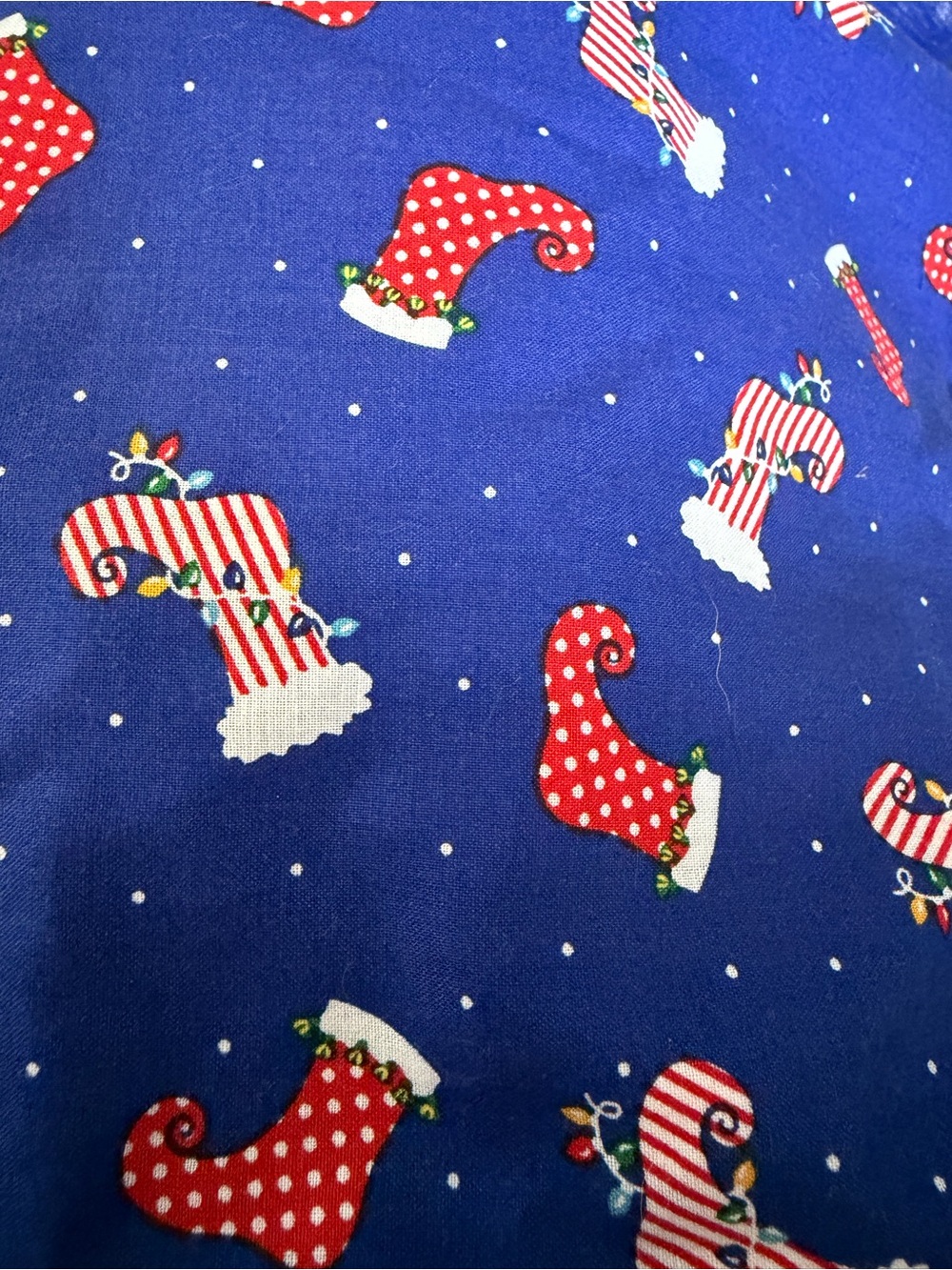 Blue Holiday Elf Hat Print Fabric Seasonal Home Décor Springs Creative Christmas